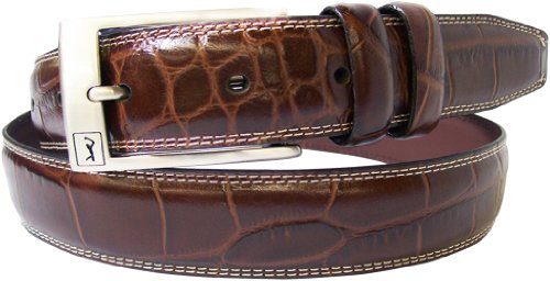 PGA TOUR Men's Croco Grain Belt,Brown,38