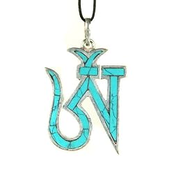 Om Symbol German Silver Turquoise Pendant
