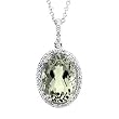 14K White Gold Prasiolite and Diamond Necklace