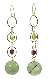 Gold Overlay Sterling Silver Prehnite, Peridot and Pink Tourmaline Earrings