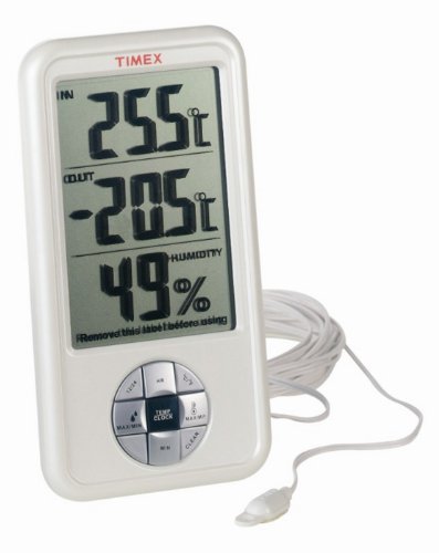 TIMEX DIGITAL IN/ OUTDOOR THERMOMETER HYGROMETER, CLOCK