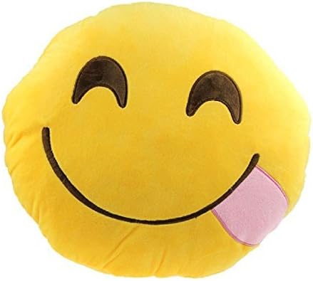 Emoji Silly Smiley Emoticon Cushion Pillow Stuffed Plush Toy Doll (Smiley Tongue)