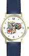 ABC Blocks by Artist: Sylvia Long - WATCHBUDDY&reg; DELUXE TWO-TONE THEME WATCH - Arabic Numbers - Blue Leather Strap-Size-Large ( Men's Size or Jumbo Women's Size )