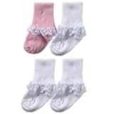 Luvable Friends 2-Pack Lace Cuffs Baby Socks, Pink