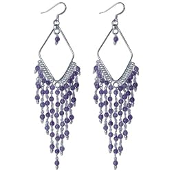 Amethyst Gemstone Silver Earrings 5 Inches