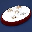 White Leather Rosewood 5 Ring Display Jewelry Case New