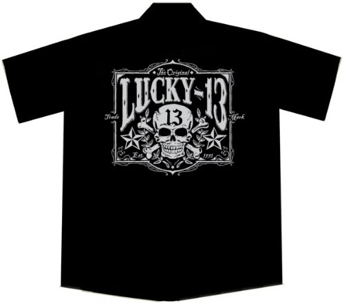 Skull and Nautical Stars Biker Work Shirt, Tombstone, Lucky 13