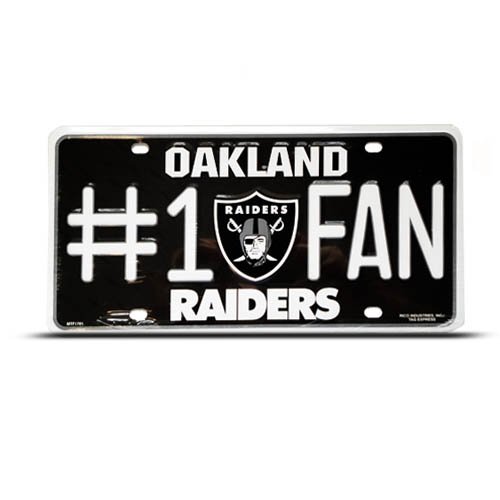 Oakland Raiders Metal Nfl Sport License Plate Wall Sign Tag