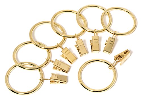 Iron Metal Curtain Clip Rings 1 1/2 Inch Interior Diameter, Set of 8 (Gold)