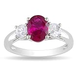Sterling Silver 2 5/8 CT TGW Created Ruby and Created White Sapphire Fashion Ring