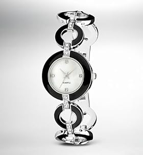 Quartz Circle Enamelled Link Watch