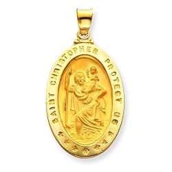 14k St. Christopher Medal Oval Pendant