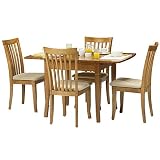 from Julian Bowen Newbury Extending Dining Table + 4 Chairs - Cream Faux Suede Seats - Maple