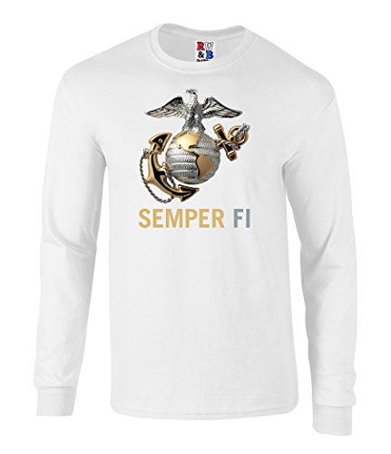 US Marines Semper Fi Eagle Graphic Long Sleeve Officially Licensed T Shirt