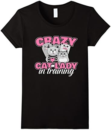 Women's Crazy Cat Lady in Training T-shirt Small Black
