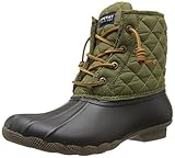 Sperry Top-Sider Women's Saltwater Quilted Nylon Rain Boot, Brown/Olive, 9 M US