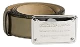 Dolce & Gabbana 95cm Bronze Patent Leather Engraved Buckle Belt BC1877-A5468-80720-95