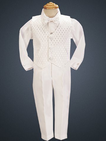 White Diamond Vest and Pant Christening or Special Occasion Set