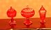 Dollhouse Miniature Chrysnbon Set of 3 Red Candy Jars