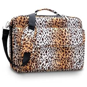 15 16 17" Leopard Print Stripe Laptop Carrying Messenger Bag 2 way zipper waterproof NEW f. eeep NC10 iPod PDA iPhone