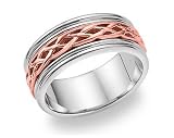 White & Rose 14K Gold Celtic Origin Wedding Band