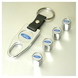 Ford Logo Tire Valve Caps with Wrench Key Chain
