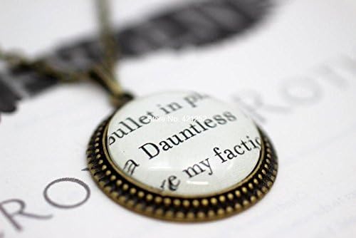 Pretty Lee 2015 Fashion Divergent 'Dauntless' Book Page Necklace Glass Photo Cabochon Necklace Christmas gift