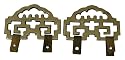 Asian style brass hanger for wall d&eacute;cor - 3.25" x 2", set of 2
