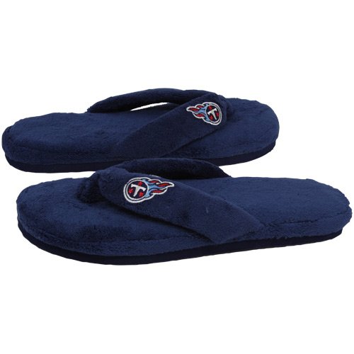 Tennessee Titans Ladies Navy Blue Plush Thong Slippers (9/10)