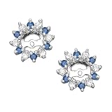 14K White Gold 1/2 ct. Alternating Blue and White Diamond Earring Jackets