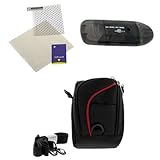 GTMax Black with Red Strip Case+USB Memory Card Reader +LCD Screen Protecto ....