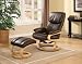 Coaster Swivel Bonded Leather Match Leisure Chair and Ottoman Set in Brown