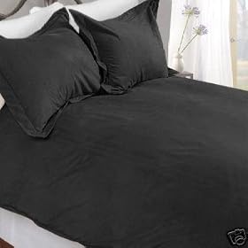 LUXOR-1200TC Egyptian Cotton Duvet Cover Set- Solid Black - Luxury Cover Set -- Size: full / queen