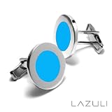 Sterling Silver and Resin Contemporary Blue Gumball Cufflinks