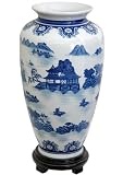 Best Mothers Day Gift Ideas - 14" Chinese Blue & White Porcelain Tung Chi Vase - Landscape