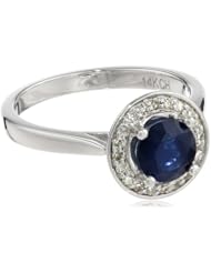 14k White Gold, Blue Sapphire, and Diamond Ring (1.20 cttw, H-I Color, I1 Clarity)