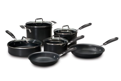 Emeril E432SC64 Essential Nonstick Dishwasher Safe 10-Piece Cookware Set, Black