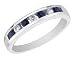 Channel-Set Sapphire Gemstone and Diamond Ring 1/10 (ctw)in 14K White Gold