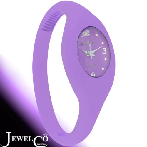 Jewelco London Rocks ¦ Analog ¦ Flip Silicon Sports Swimproof Watch -medium/ladies 16cm, Lilac - Amazon UK