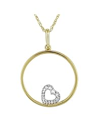 10K yellow gold .01ctw diamond heart pendant with 17 inch chain