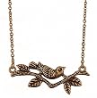LAVISHY Copper Nightingale Bird on a Branch Necklace - 18" Antique Copper Chain