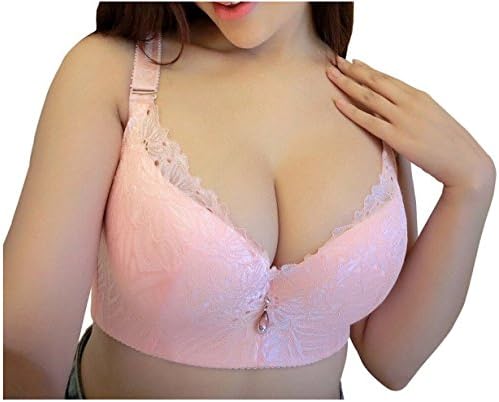 Golake Women Plus Size Adjustable Lace Bra Push Up Bras Sexy Underwear 107neiyi-Pink-100E/44E