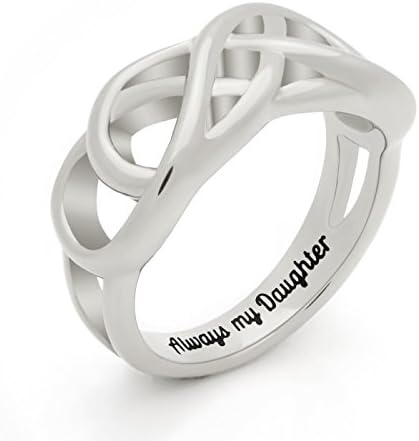Infinity Ring for Daughter, Double Infinity Daughters Ring, Promise Ring Engraved with - Always My Daughter, Best Gift for Daughter, Ring Size 6 to 9