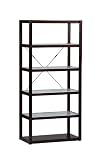Linon Espresso Bookcase With Tempered Glass Shelves