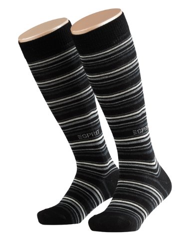 Esprit Fine Stripe KH 18343 Unisex - Kinder Kniestr&uuml;mpfe, Gr. 27/30, Schwarz (black 3000) Preisvergleich