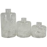 Set of 3 Glass Flower Butterfly Vases