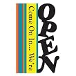 We're Open Sculpted Artistic Blend Garden Size Flag