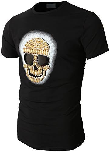 R2P Men's 3D Sunglasses Skull Short-Sleeve T-Shirts BLACK US /Asia L (KMTTS0290)