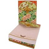 Asian Floral Fan Magnet Closure Mini Notepad