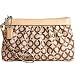 Coach Op Art Signature Leah Coated Canvas Cosmetic Case Wristlet Bag 42357 Brown